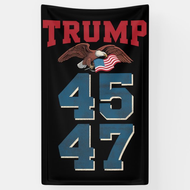 Patriotic Trump Won 45 and 47 Victory Winner Trump Banner (Vertical)