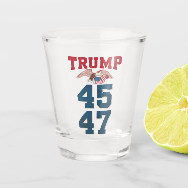 Patriotic Trump Won 45 and 47 Victory Winner Trump Shot Glass (Front)