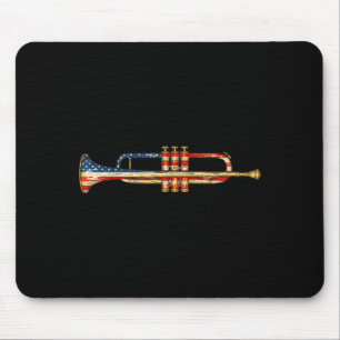 Patriotic trumpet player american flag 4th of july mouse mat