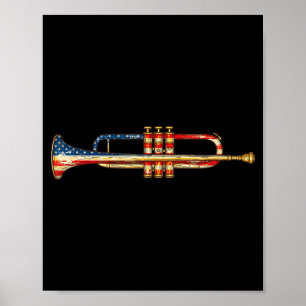 Patriotic trumpet player american flag 4th of july poster