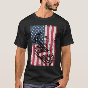 Patriotic Tuba Player Marching Band American Flag T-Shirt