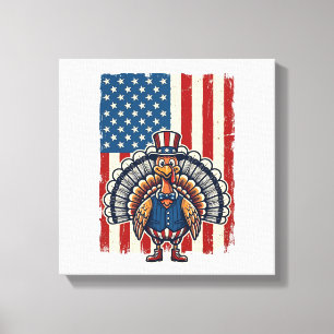 Patriotic Turkey Flag Vintage Engraving Shirt Desi Canvas Print