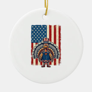 Patriotic Turkey Flag Vintage Engraving Shirt Desi Ceramic Tree Decoration