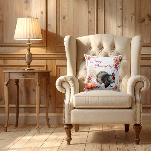 Patriotic Turkey Thanksgiving Cushion