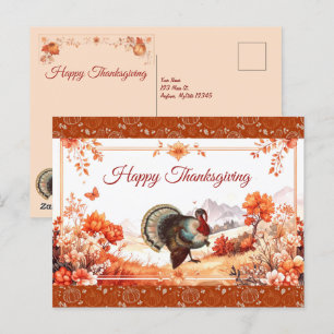 Patriotic Turkey Thanksgiving Holiday Postcard