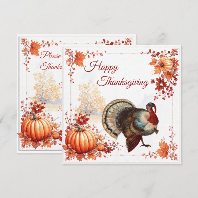 Patriotic Turkey Thanksgiving Invitation (Front/Back)