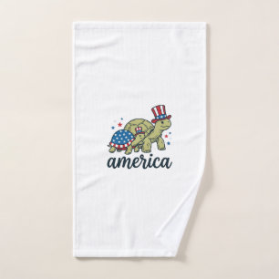 Patriotic Turtle America Vintage Engraving Design_ Hand Towel
