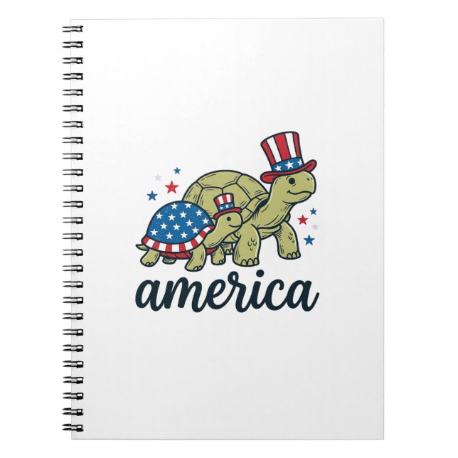 Patriotic Turtle America Vintage Engraving Design_ Notebook (Front)