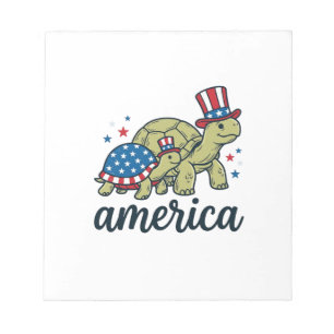 Patriotic Turtle America Vintage Engraving Design_ Notepad