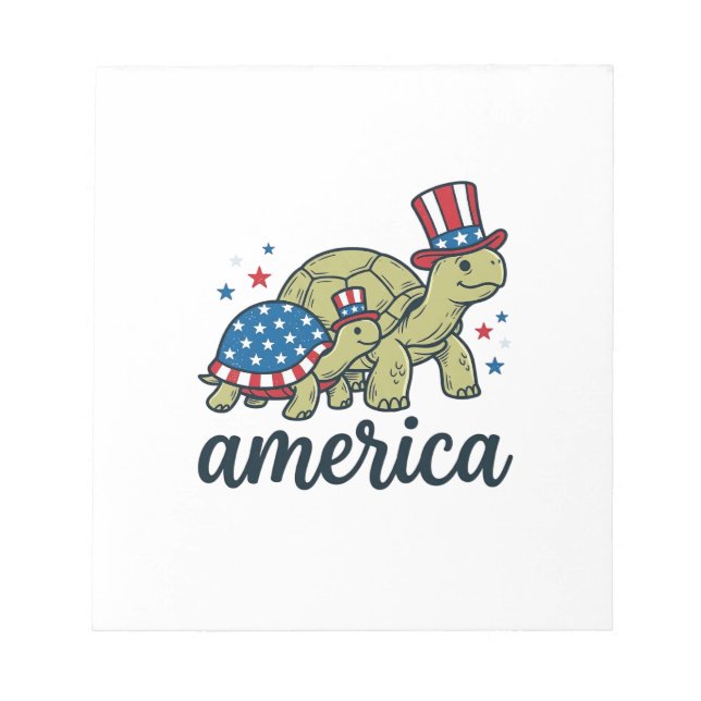 Patriotic Turtle America Vintage Engraving Design_ Notepad (Front)