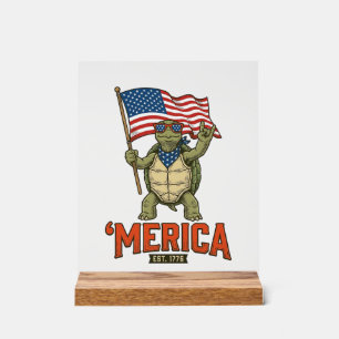 Patriotic Turtle ‘Merica Vintage Vector Acrylic Sign