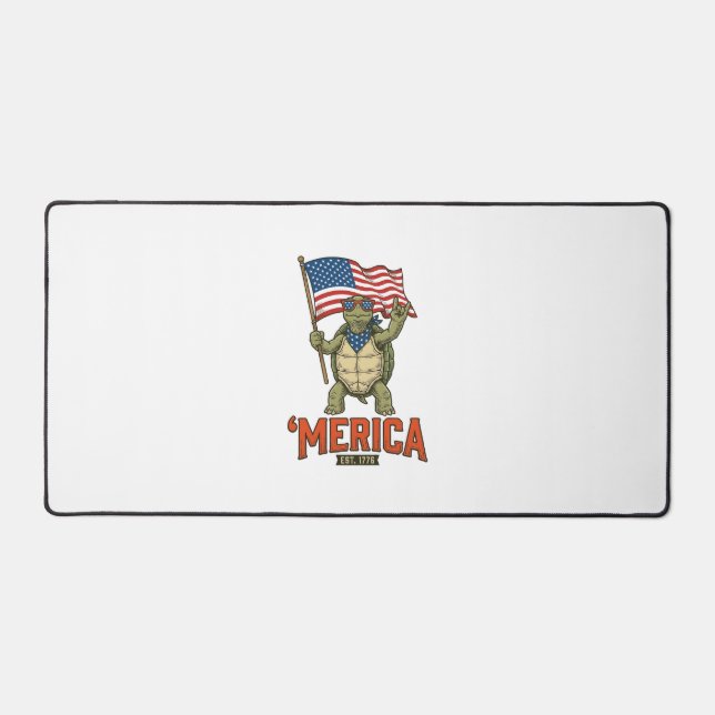 Patriotic Turtle ‘Merica Vintage Vector Desk Mat (Front)