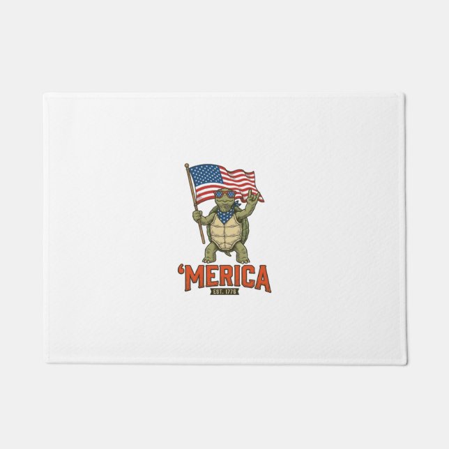 Patriotic Turtle ‘Merica Vintage Vector Doormat (Front)