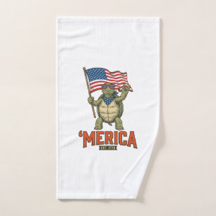 Patriotic Turtle ‘Merica Vintage Vector Hand Towel