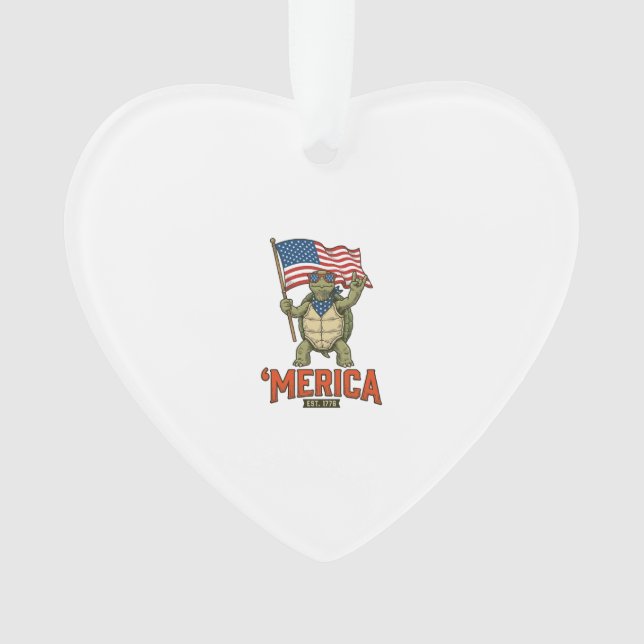 Patriotic Turtle ‘Merica Vintage Vector Ornament (Front)
