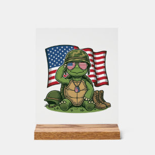 Patriotic Turtle Salute Vector Design_1 Acrylic Sign