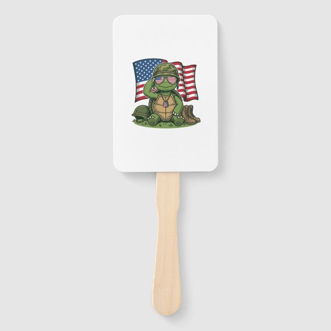 Patriotic Turtle Salute Vector Design_1 Hand Fan (Front)