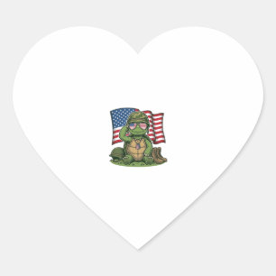 Patriotic Turtle Salute Vector Design_1 Heart Sticker
