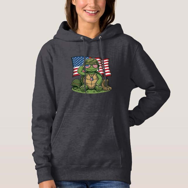 Patriotic Turtle Salute Vector Design_1 Hoodie (Front)
