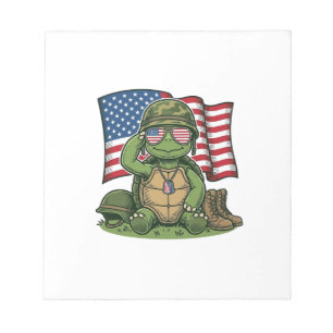 Patriotic Turtle Salute Vector Design_1 Notepad