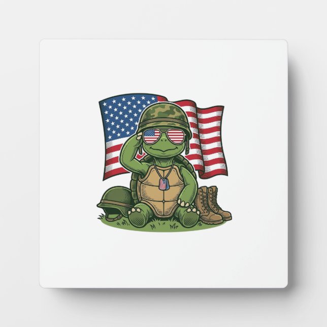 Patriotic Turtle Salute Vector Design_1 Plaque (Front)