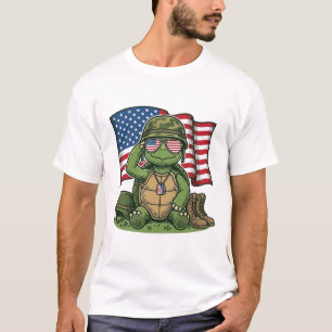 Patriotic Turtle Salute Vector Design_1 T-Shirt