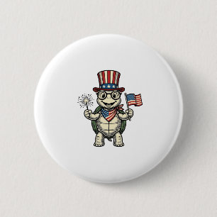 Patriotic Turtle Vintage Engraving Graphic for Whi 6 Cm Round Badge