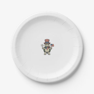 Patriotic Turtle Vintage Engraving Graphic for Whi Paper Plate