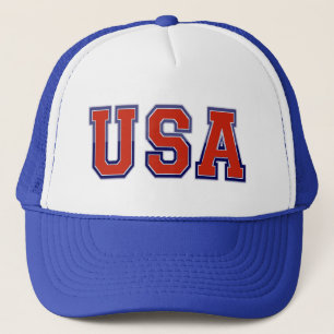 PATRIOTIC U.S.A IN RED WHITE AND BLUE TRUCKER HAT
