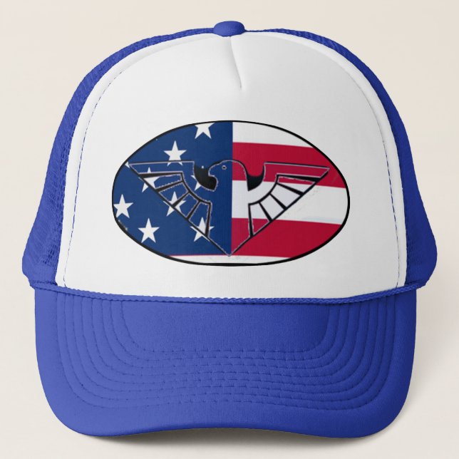 Patriotic U S A  rustic eagle and flag - Hat (Front)