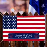Patriotic U.S. Flag Happy 4th of July Family Name