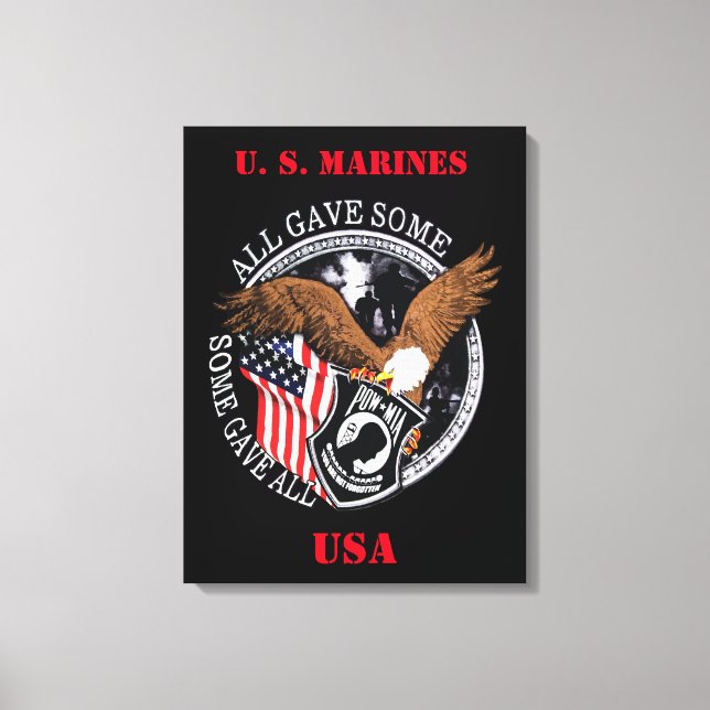 Patriotic U. S. Marines Military Wars Canvas Print (Front)