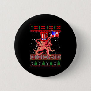 Patriotic Ugly Christmas Sweater Women Kids Men  6 Cm Round Badge