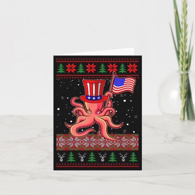 Patriotic Ugly Christmas Sweater Women Kids Men  Card (Front)