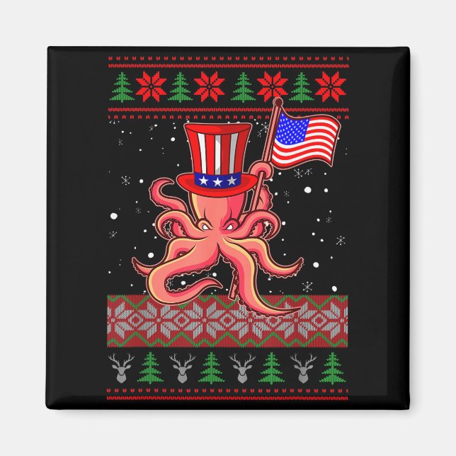 Patriotic Ugly Christmas Sweater Women Kids Men  Magnet (Front)