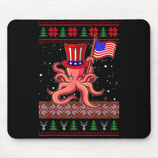 Patriotic Ugly Christmas Sweater Women Kids Men  Mouse Mat (Front)