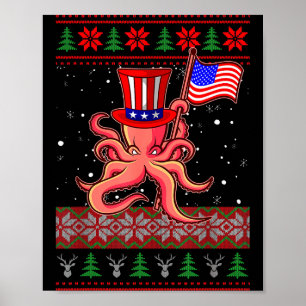 Patriotic Ugly Christmas Sweater Women Kids Men Poster