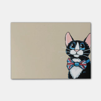Patriotic UK Tuxedo Cat wearing Bow Tie Painting Post-it Notes