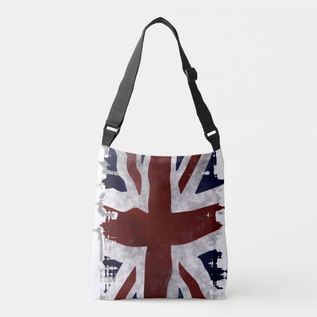 Patriotic UK Union Flag in Grunge style Crossbody Bag (Front)