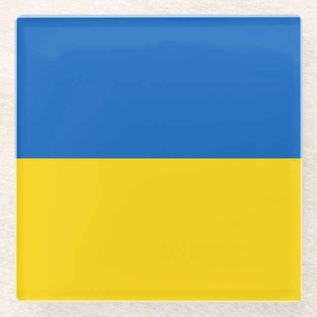 Patriotic Ukraine Flag Glass Coaster (Front)