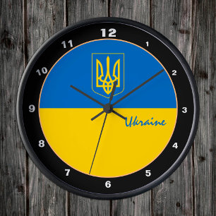 Patriotic Ukraine, trendy Ukrainian Flag design Round Clock