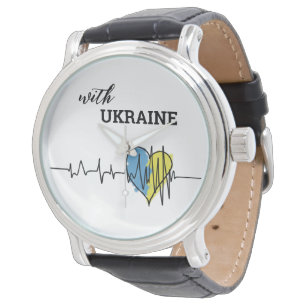 Patriotic Ukrainian yellow blue heart palpitation Watch