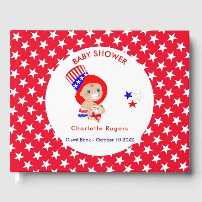 Patriotic Uncle Sam American Baby Personalised Guest Book (Front)