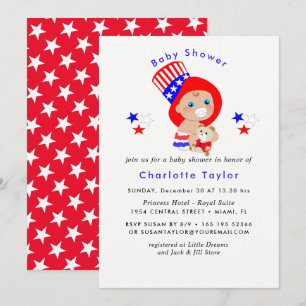 Patriotic Uncle Sam American Baby Shower Invitation