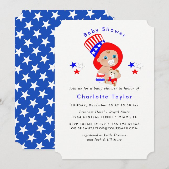 Patriotic Uncle Sam American Baby Shower Invitation (Front/Back)