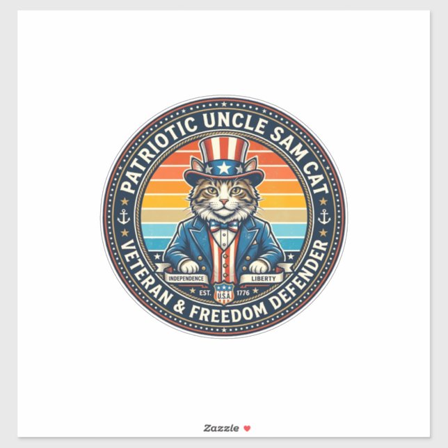Patriotic Uncle Sam Cat Retro Sunset T-Shirt (2)_1 (Sheet)