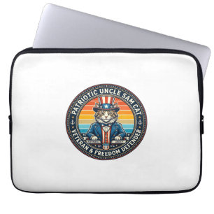 Patriotic Uncle Sam Cat Retro Sunset T-Shirt (2)_1 Laptop Sleeve