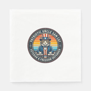Patriotic Uncle Sam Cat Retro Sunset T-Shirt (2)_1 Napkin