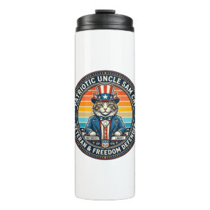 Patriotic Uncle Sam Cat Retro Sunset T-Shirt (2)_1 Thermal Tumbler
