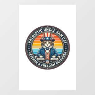 Patriotic Uncle Sam Cat Retro Sunset T-Shirt (2)_1 Window Cling